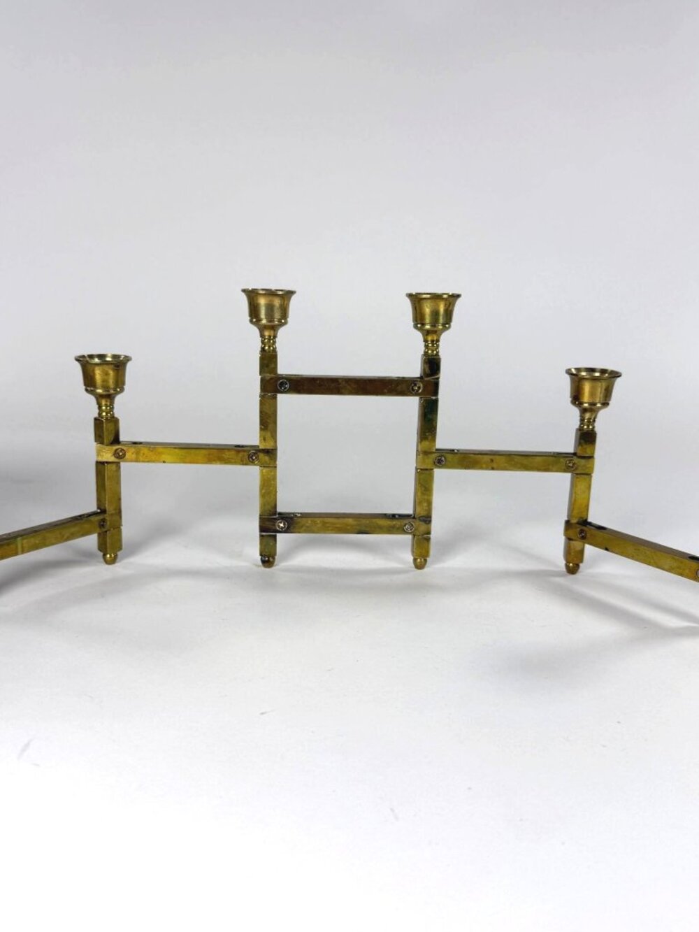 Vintage Brass MCM Articulating Folding 6 Candle Holder Candelabra